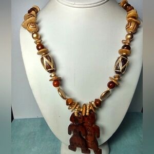 👍 5 for $20 Vintage Carved Painted Wood Beads &  People Pendants